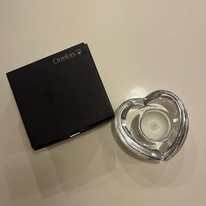 New in Box Orrefors Heart-Shaped Glass Candle Holder